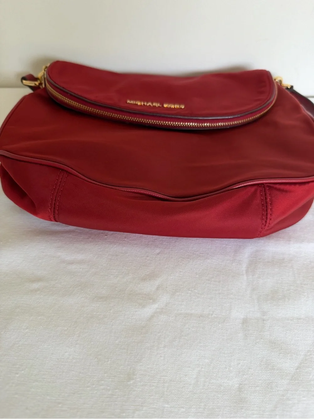 Michael Kors Bedford Nylon Messenger Crossbody Bag Red